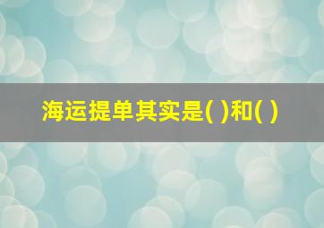 海运提单其实是( )和( )